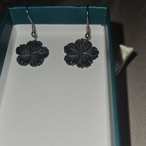 Elegant Black Floral Earrings